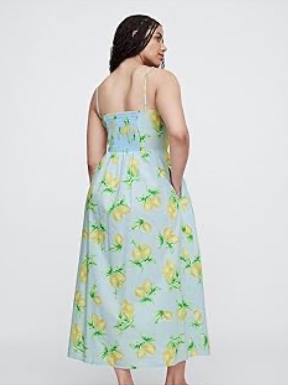 GAP Light Blue Lemon-Print Maxi Dress with Spaghetti Straps - Picture 3 of 8